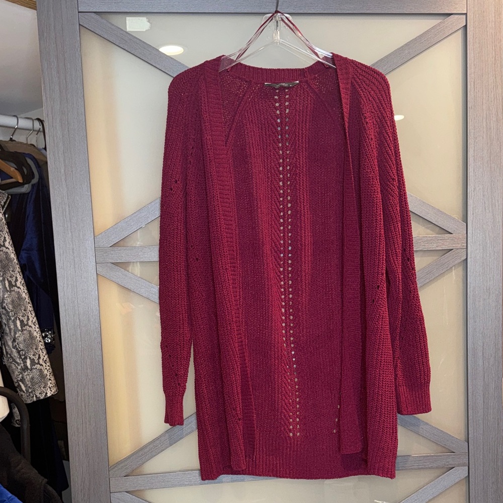 Member’s Mark Raspberry Chenille Longline Open Front Cardigan Women’s Small